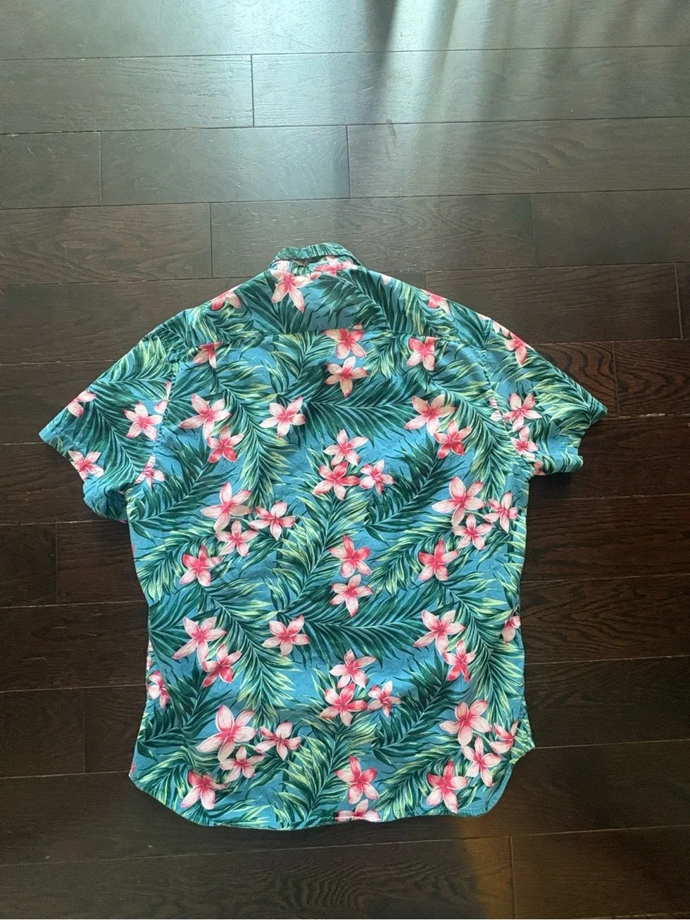 J. Crew Blue Tropical Floral Short-Sleeve Button-Down